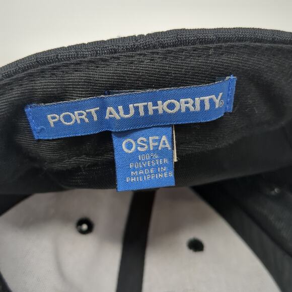 WV Logo Strapback Baseball Cap Black OS Adjustable Embroidered Port Authority - Picture 9 of 9